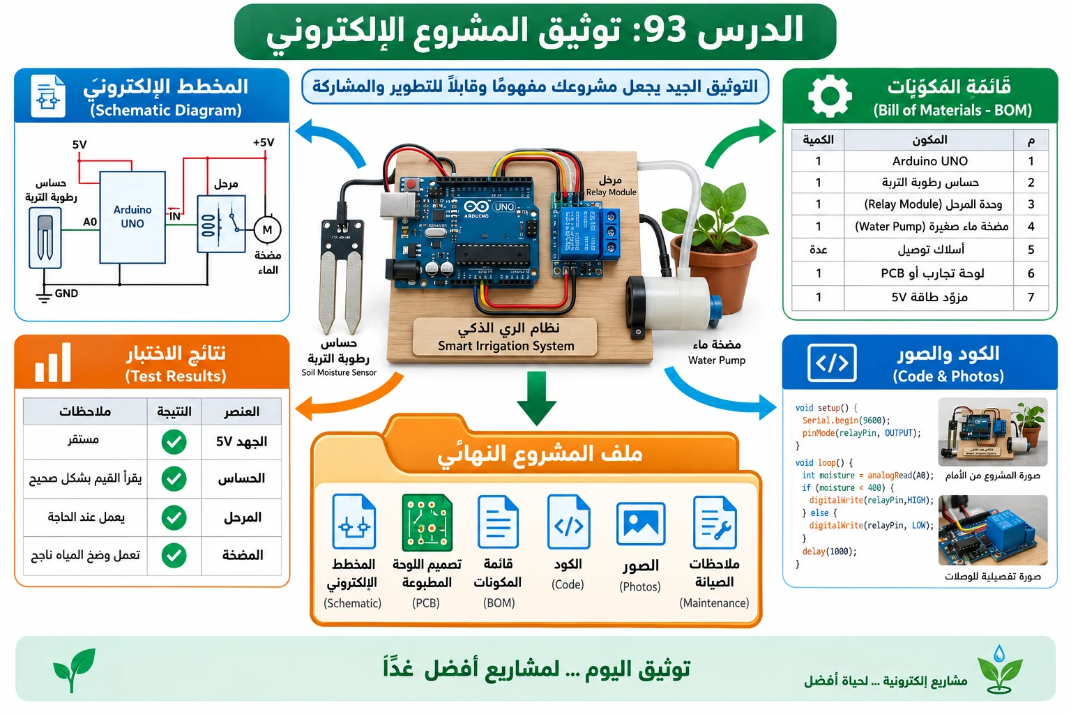 لوحة الدرس 93: توثيق المشروع الإلكتروني