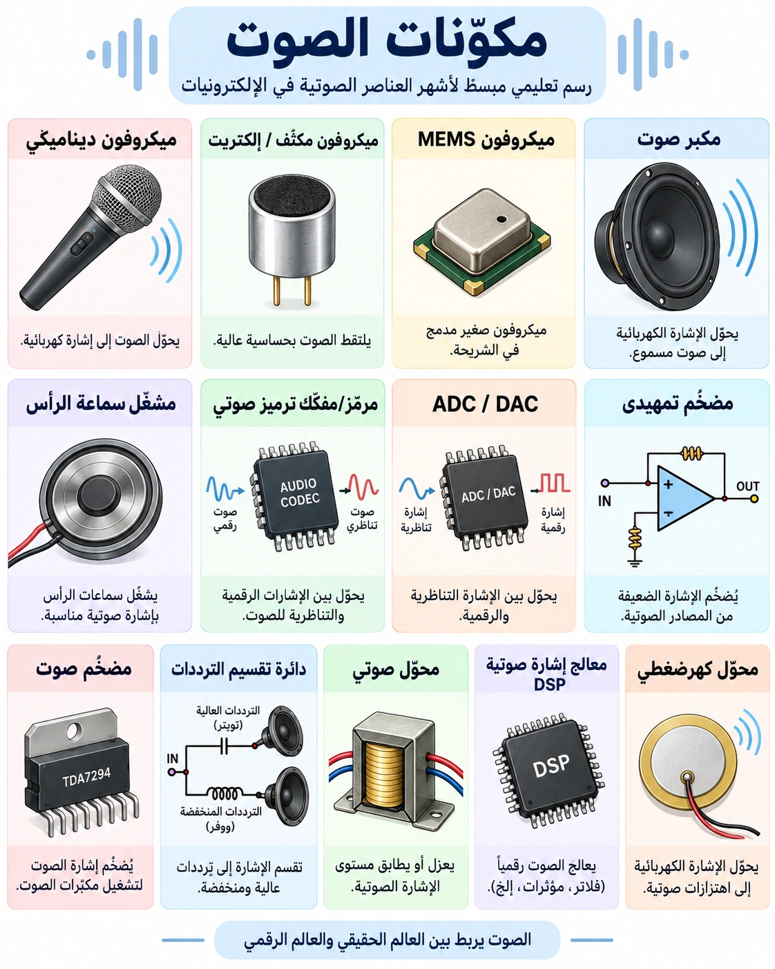لوحة تعليمية: مكوّنات الصوت