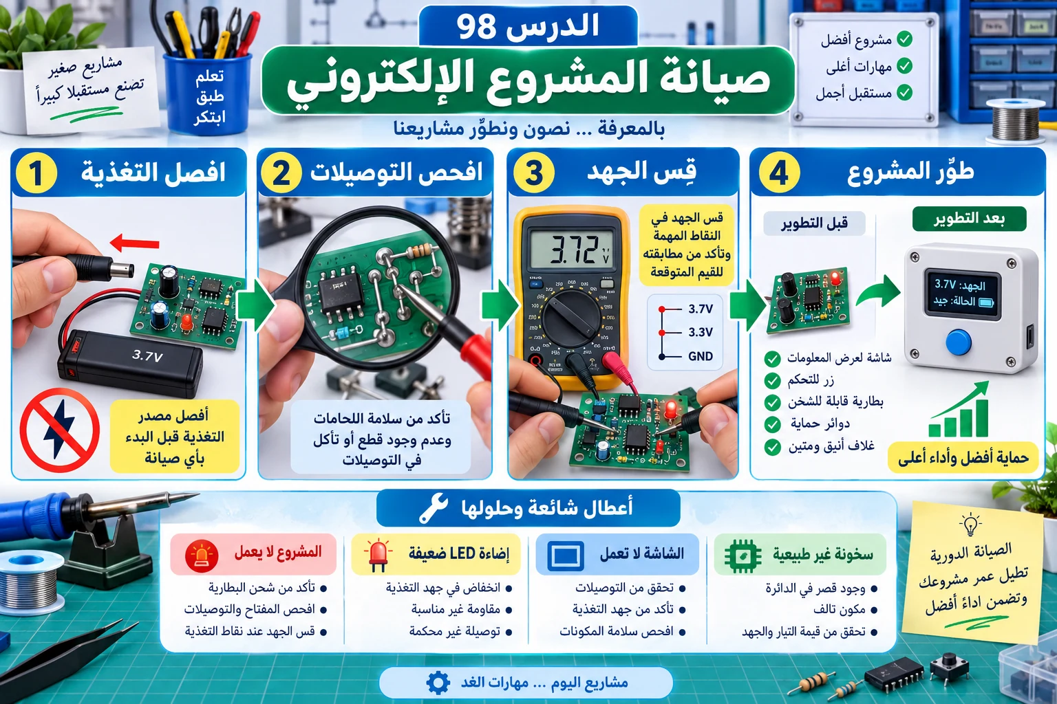 لوحة الدرس 98: صيانة المشروع الإلكتروني