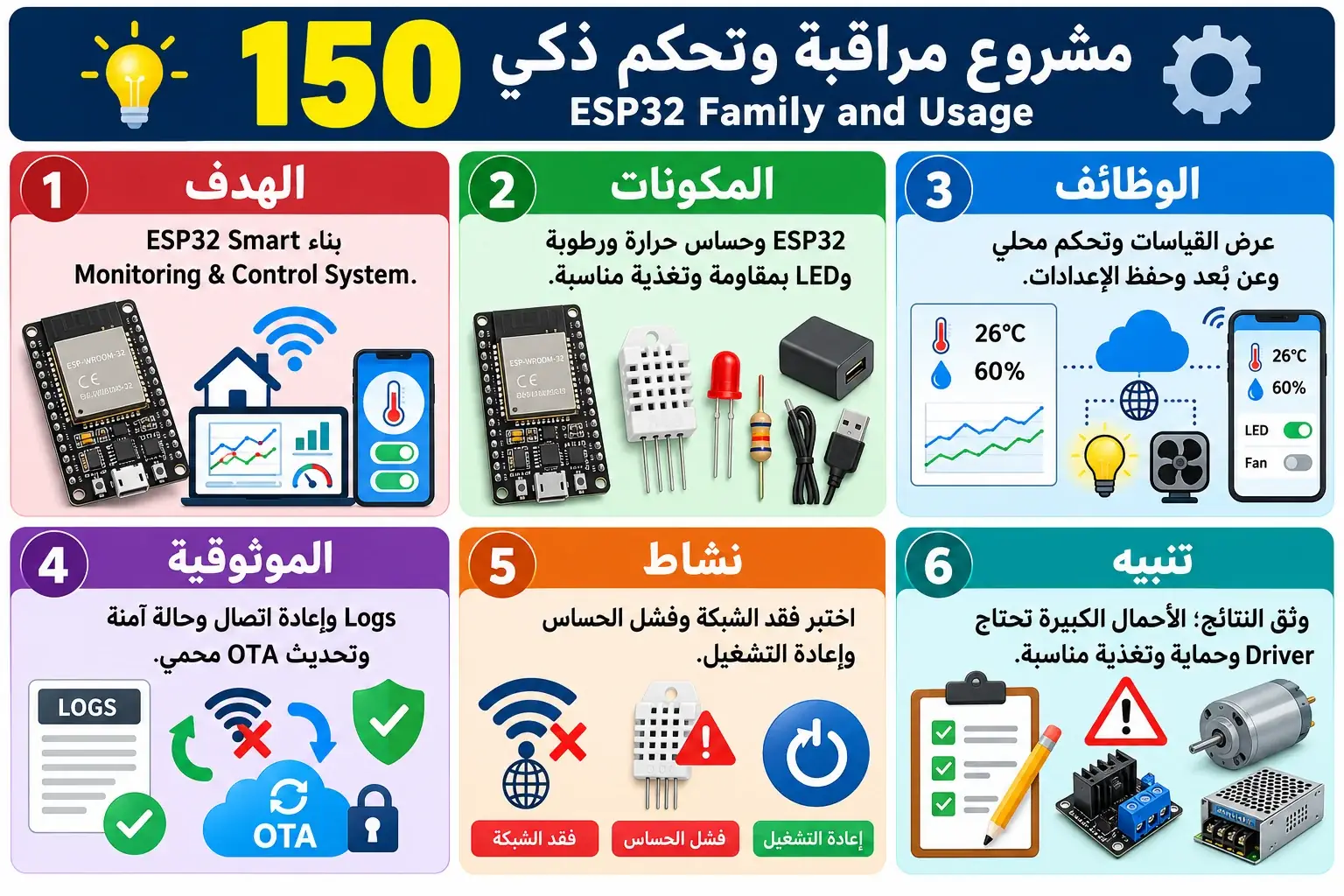 لوحة تعليمية للدرس 150 — ESP32