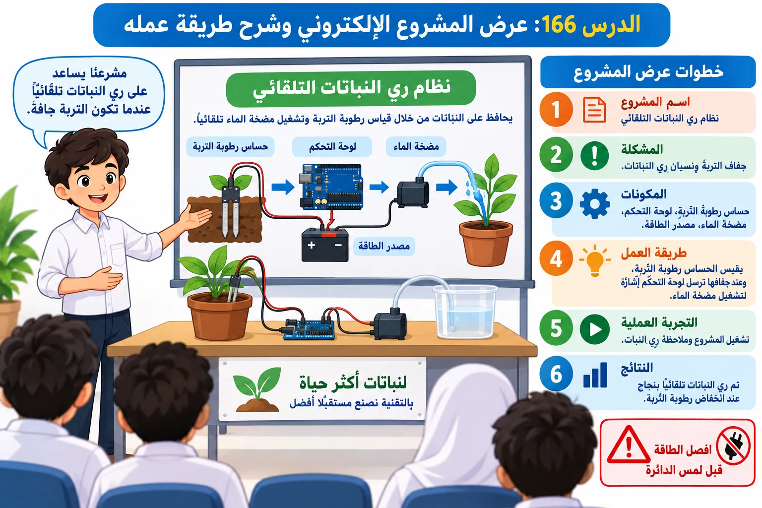 لوحة الدرس 166: عرض المشروع الإلكتروني وشرح طريقة عمله