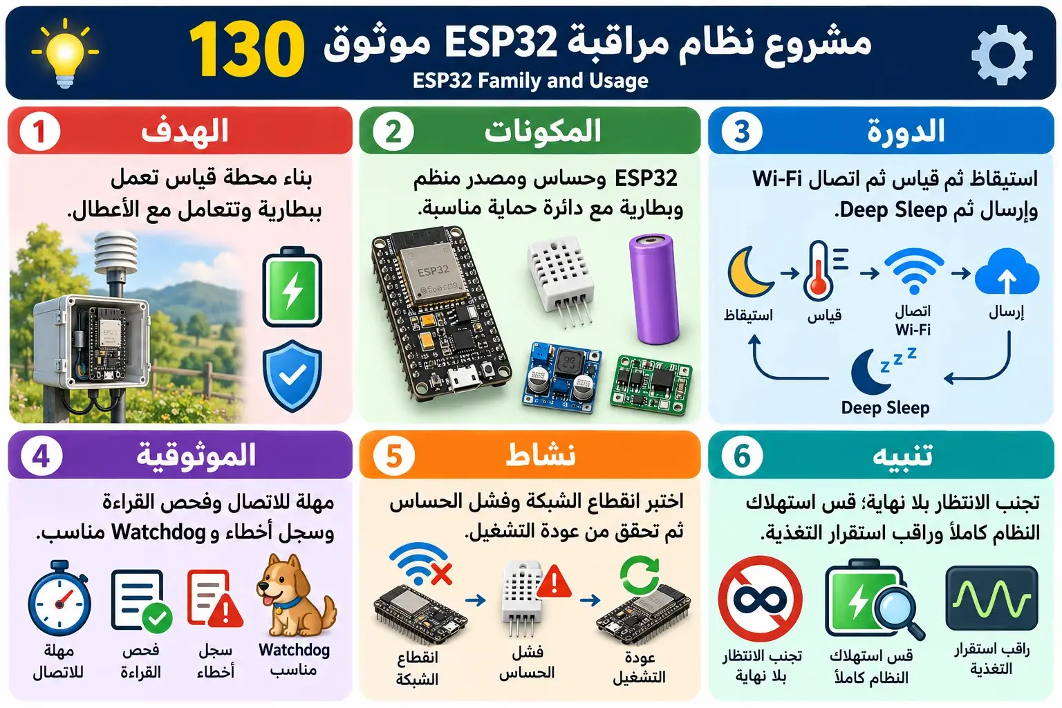 لوحة تعليمية للدرس 130 — ESP32