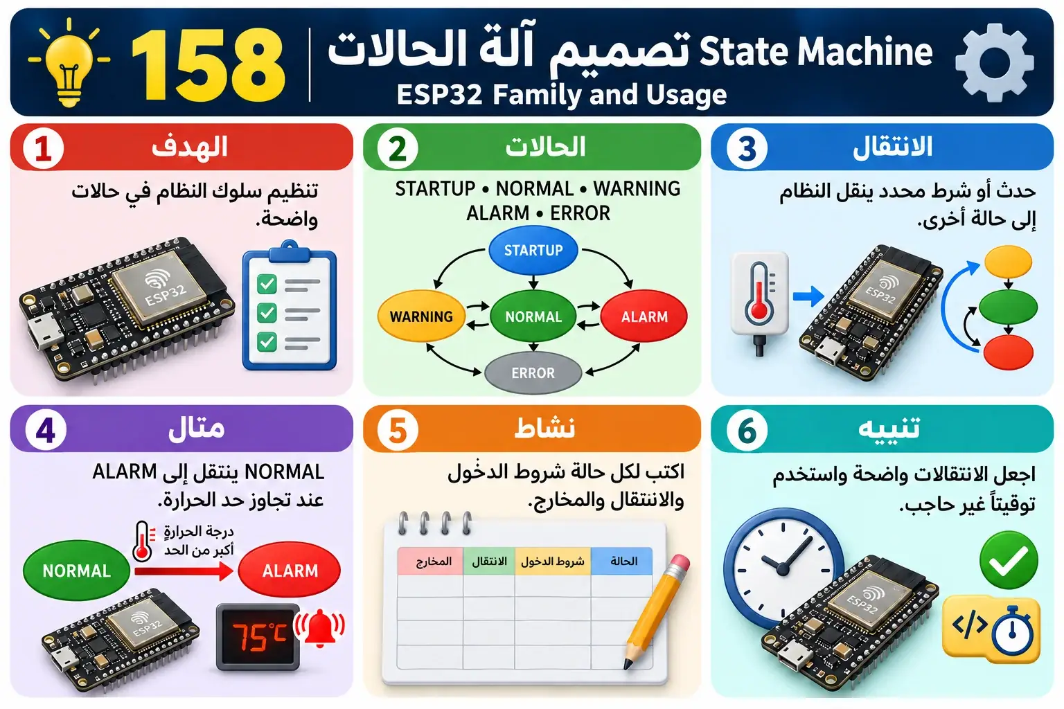 لوحة تعليمية للدرس 158 — ESP32
