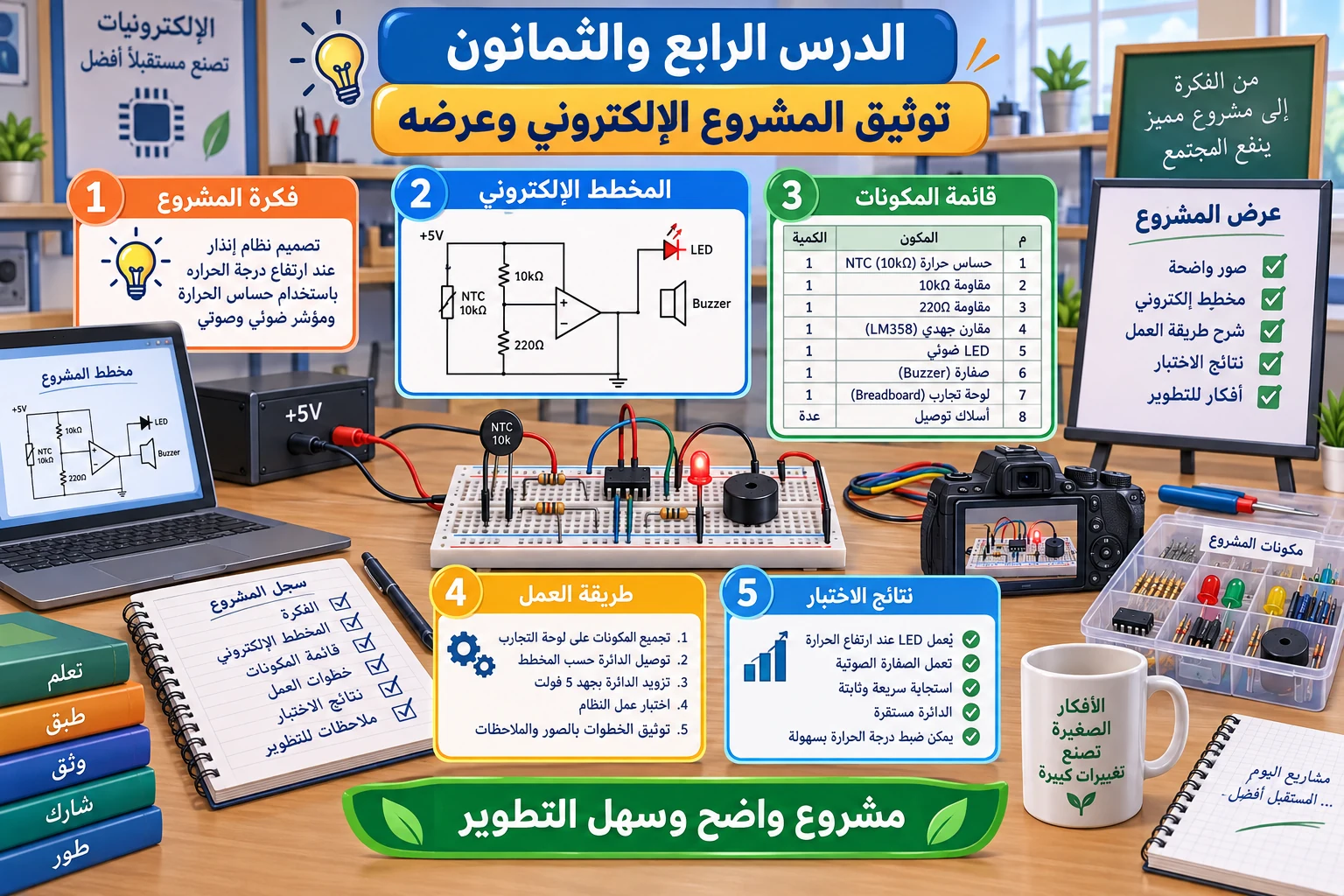 لوحة الدرس 84: توثيق المشروع الإلكتروني وعرضه