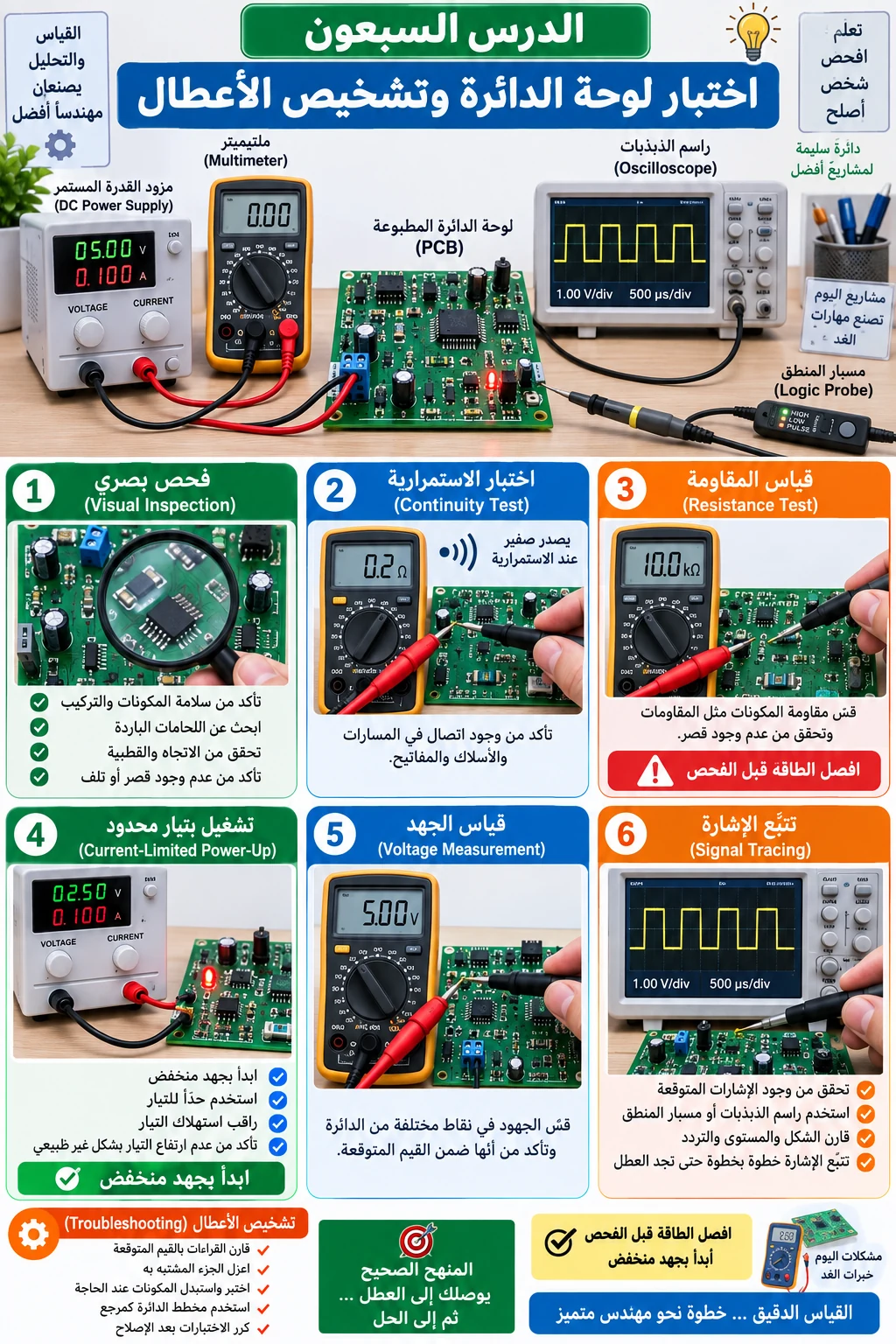 لوحة الدرس 70: اختبار لوحة الدائرة وتشخيص الأعطال