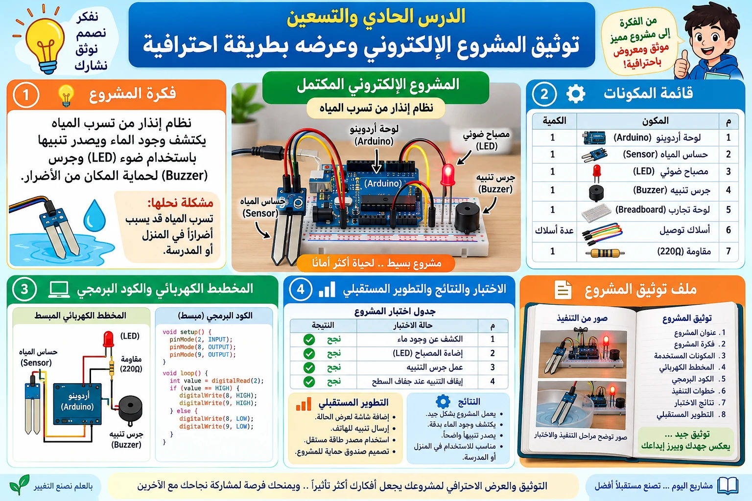 لوحة الدرس 91: توثيق المشروع الإلكتروني وعرضه باحترافية
