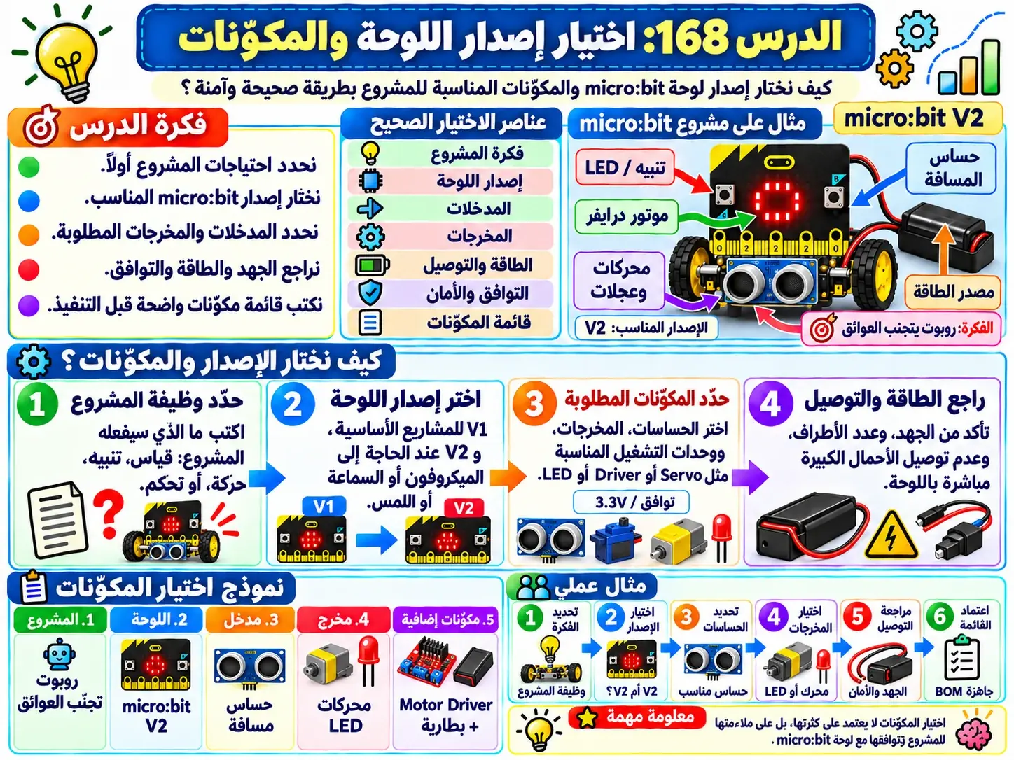 لوحة الدرس 168: اختيار إصدار اللوحة والمكوّنات
