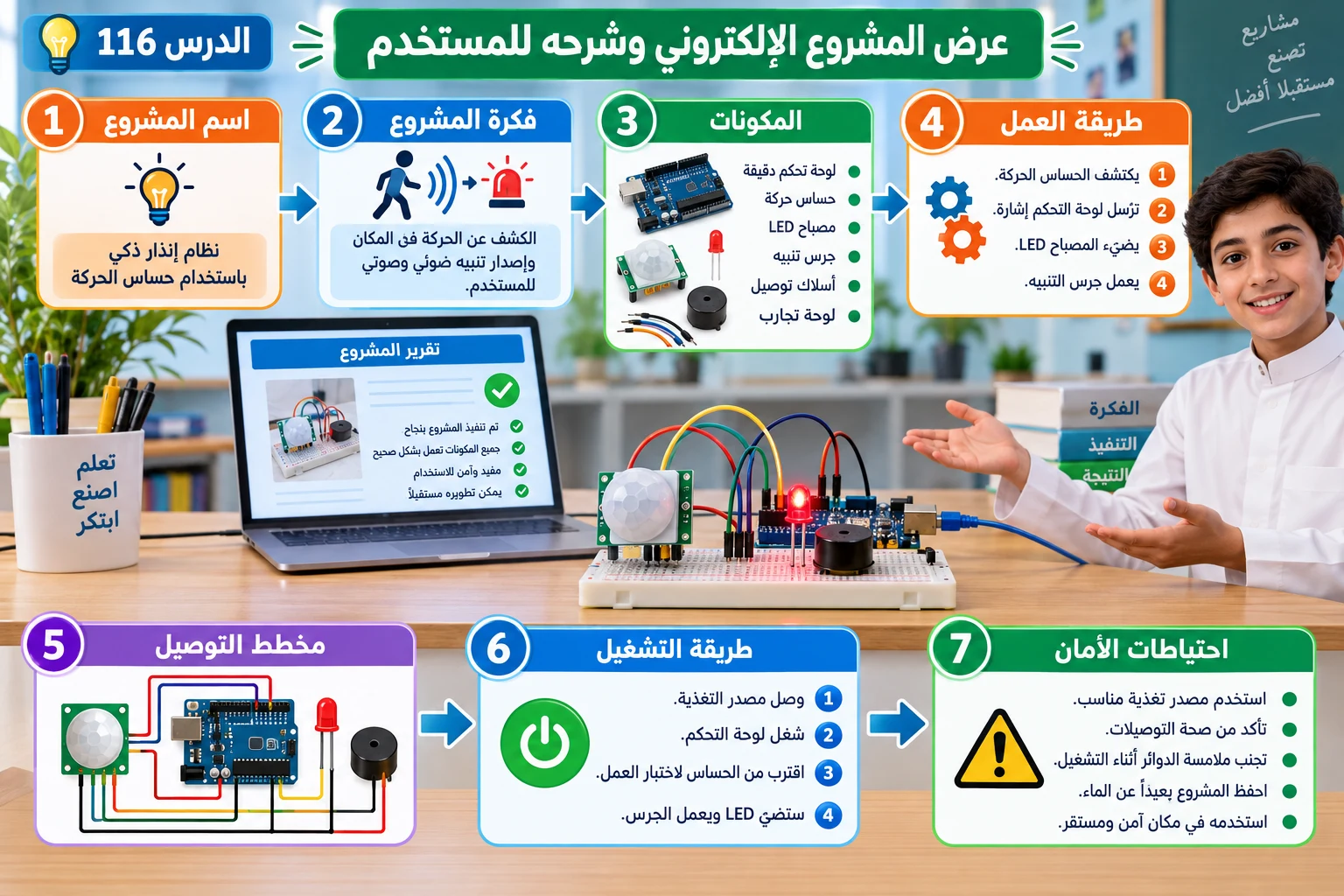لوحة الدرس 116: عرض المشروع الإلكتروني وشرحه للمستخدم
