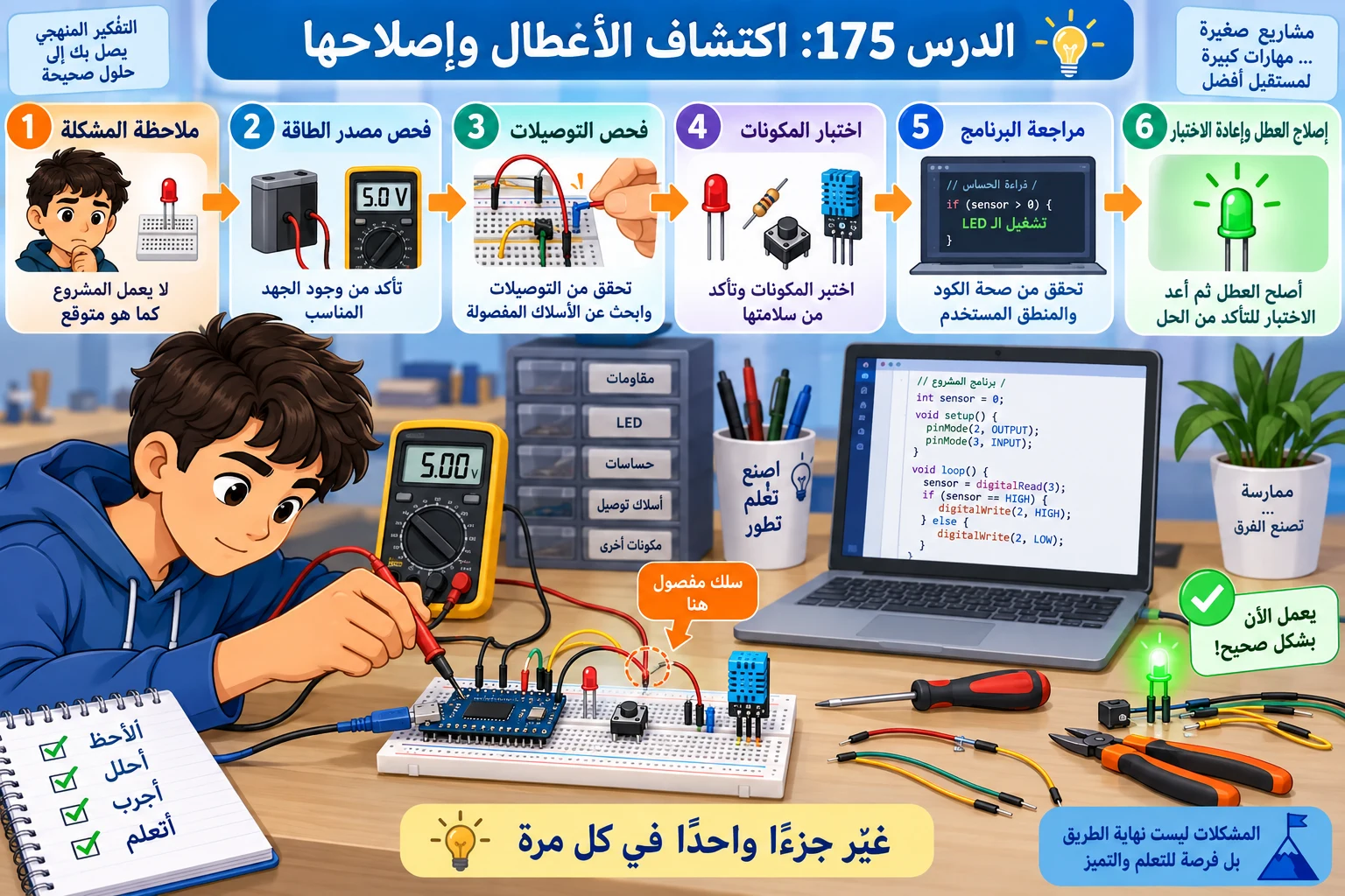 لوحة الدرس 175: اكتشاف الأعطال وإصلاحها