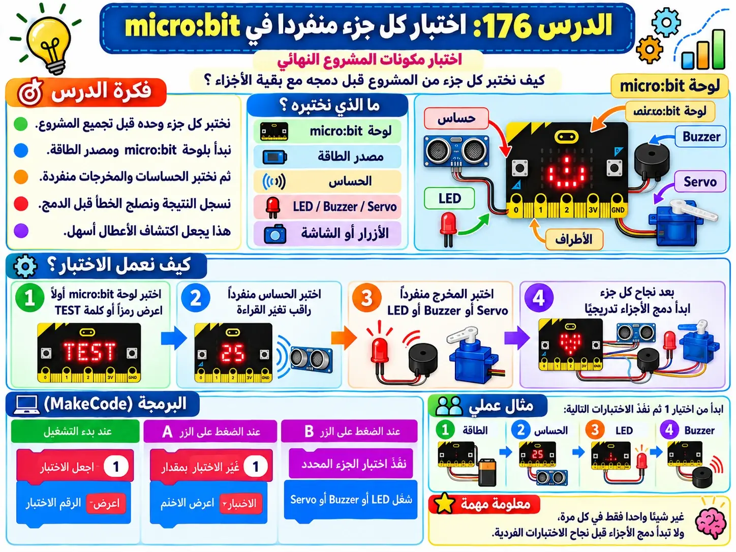 لوحة الدرس 176: اختبار كل جزء منفردًا