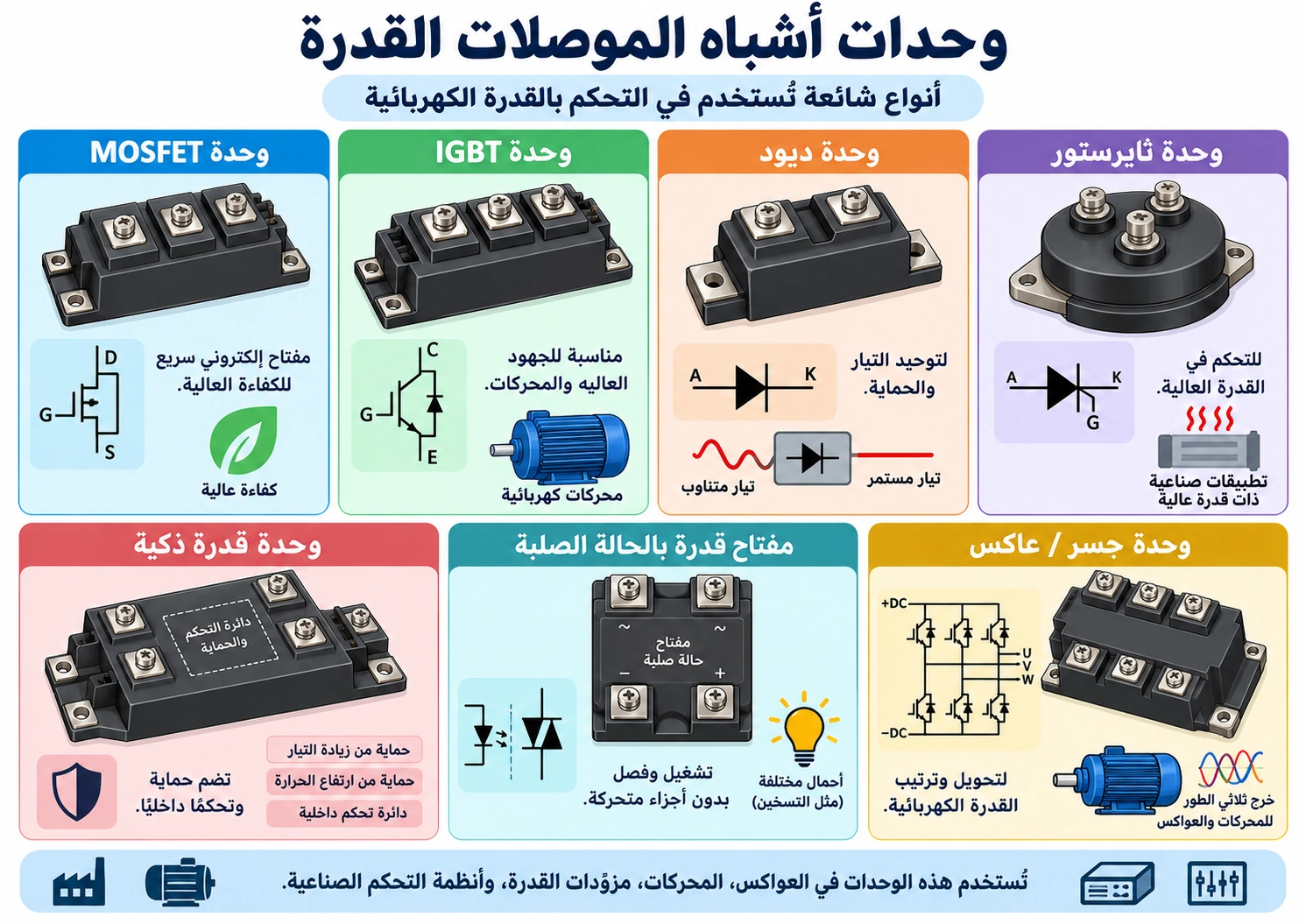 لوحة تعليمية: وحدات أشباه موصلات القدرة