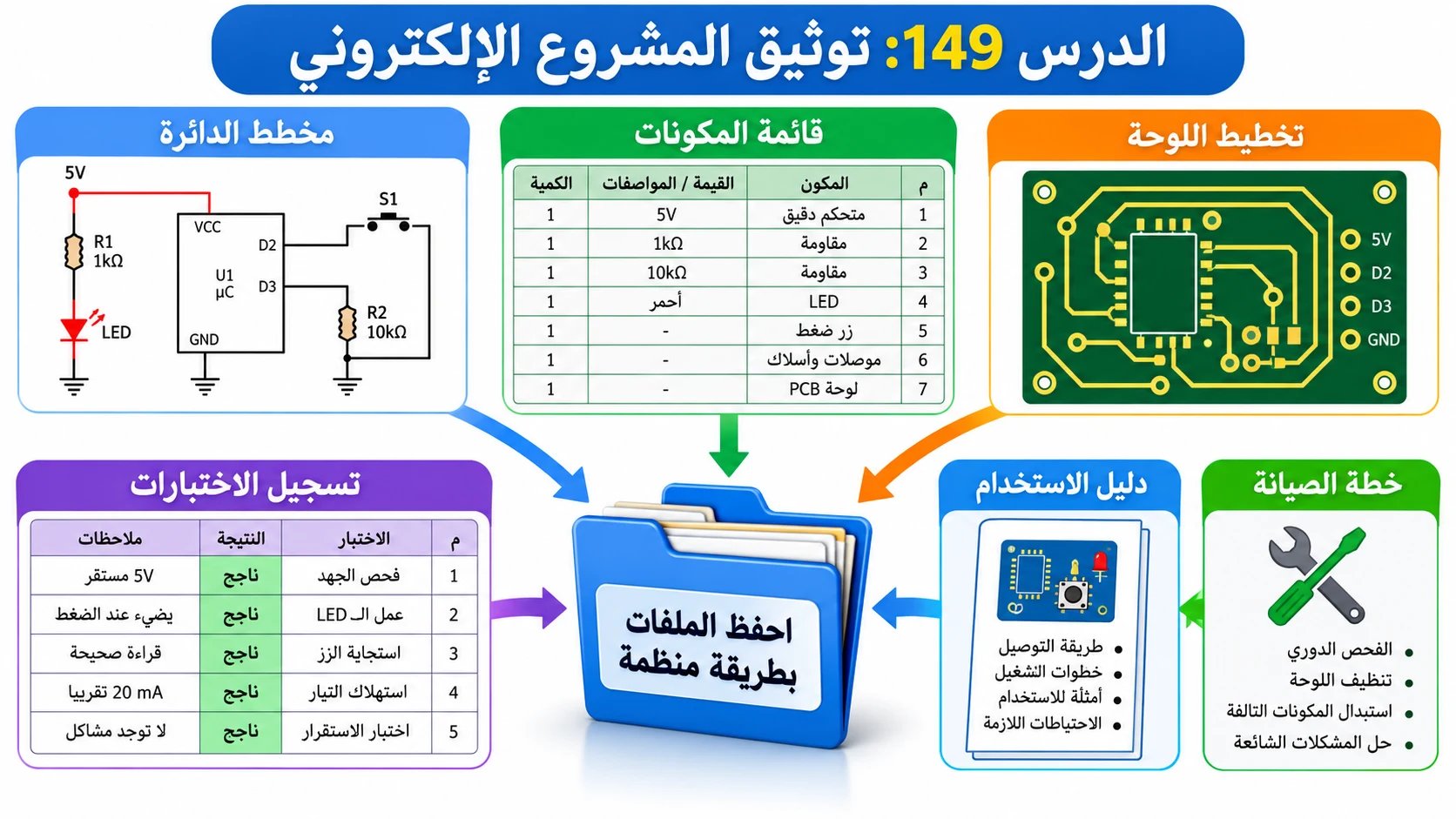 لوحة الدرس 149: توثيق المشروع الإلكتروني