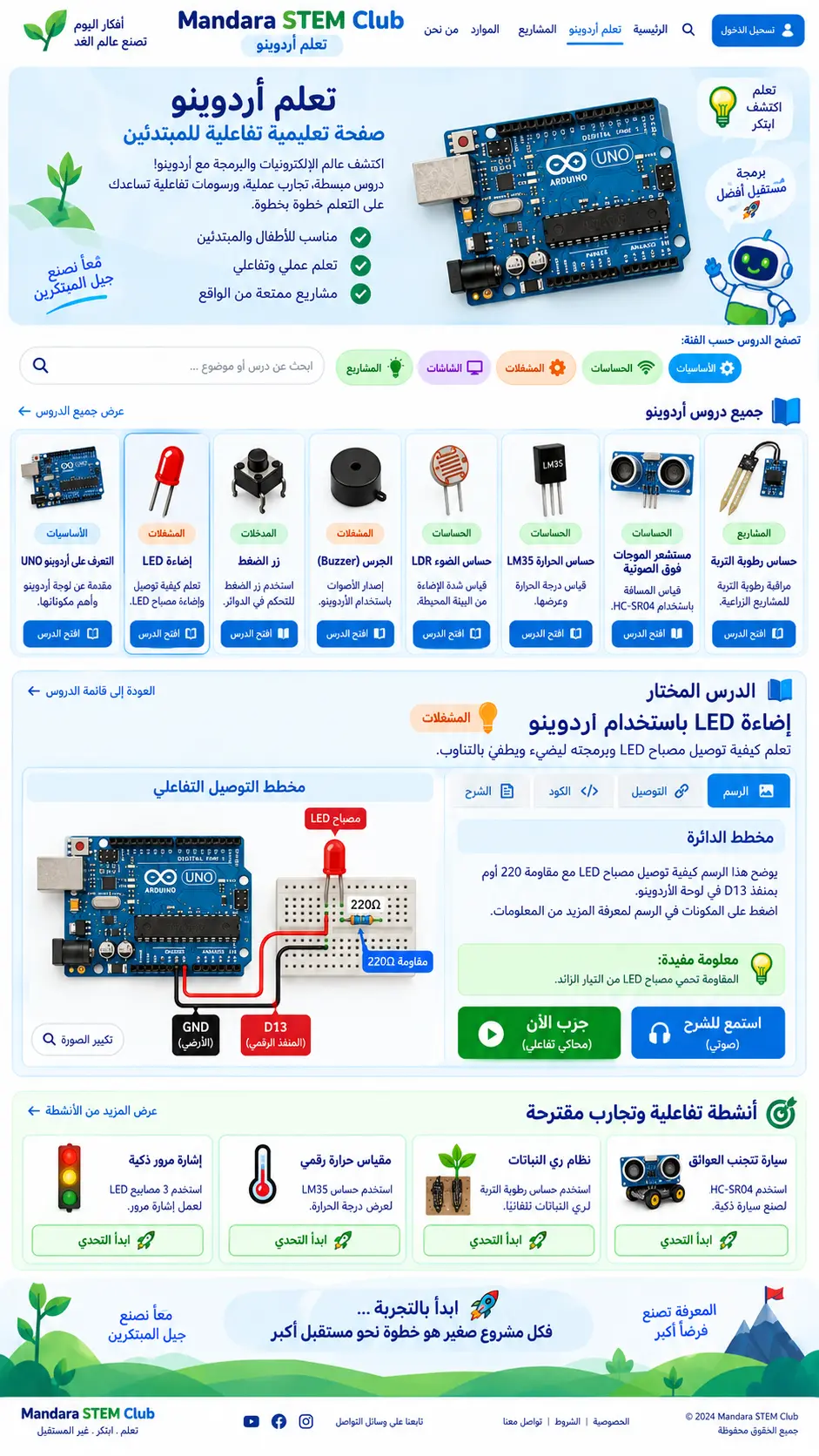 دليل مكونات مجموعة Arduino