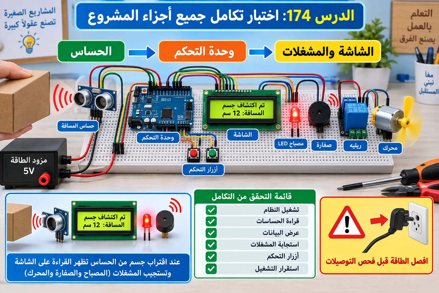 لوحة الدرس 174: اختبار تكامل جميع أجزاء المشروع