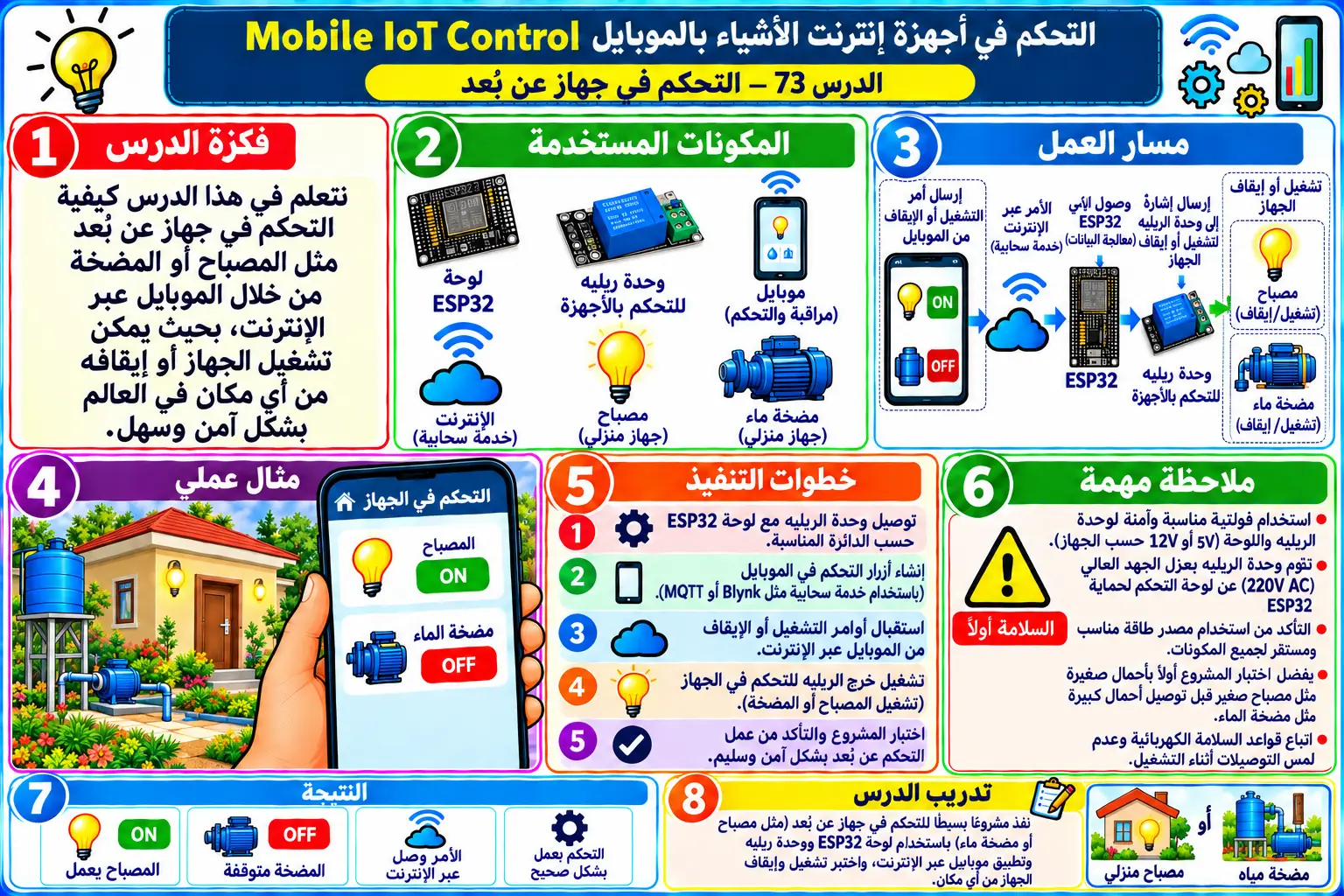 لوحة تعليمية للدرس 73 — Mobile IoT Control