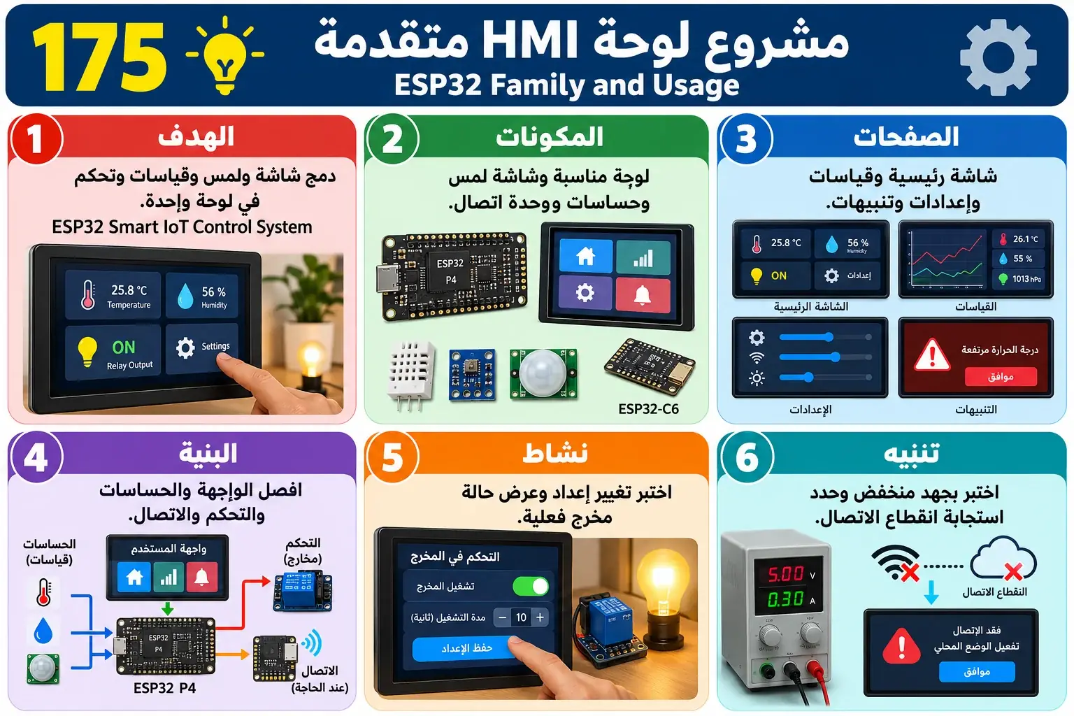 لوحة تعليمية للدرس 175 — ESP32