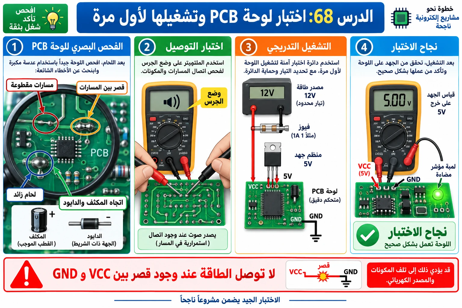 لوحة الدرس 68: اختبار لوحة PCB وتشغيلها لأول مرة