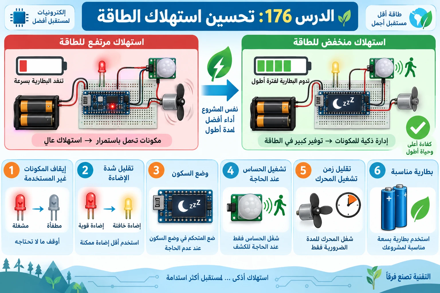 لوحة الدرس 176: تحسين استهلاك الطاقة