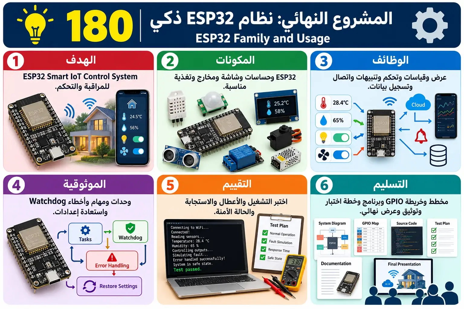 لوحة تعليمية للدرس 180 — ESP32