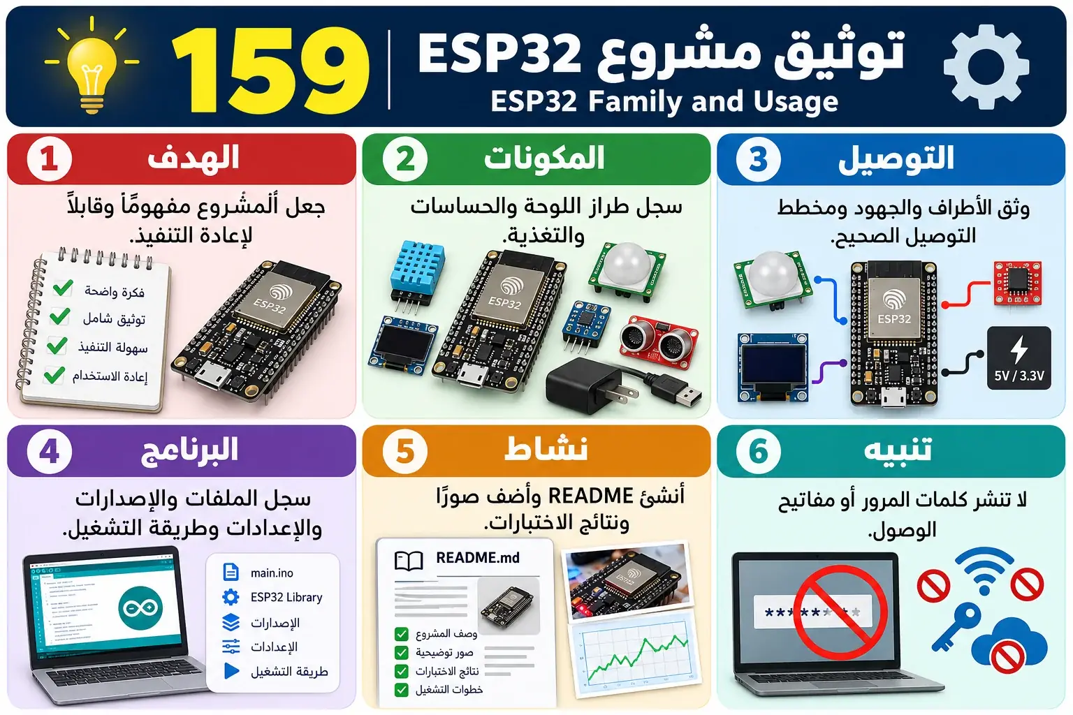 لوحة تعليمية للدرس 159 — ESP32