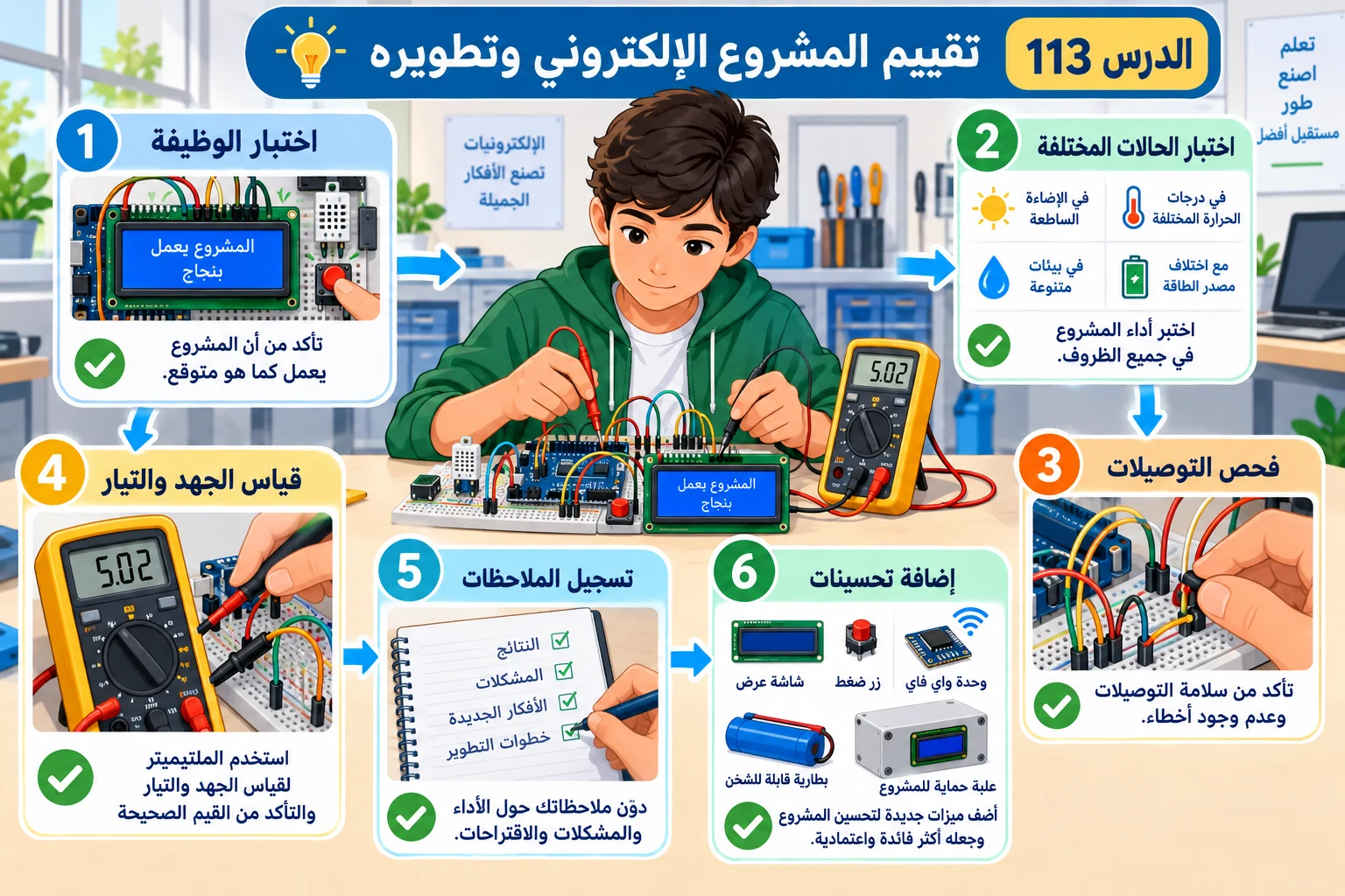 لوحة الدرس 113: تقييم المشروع الإلكتروني وتطويره