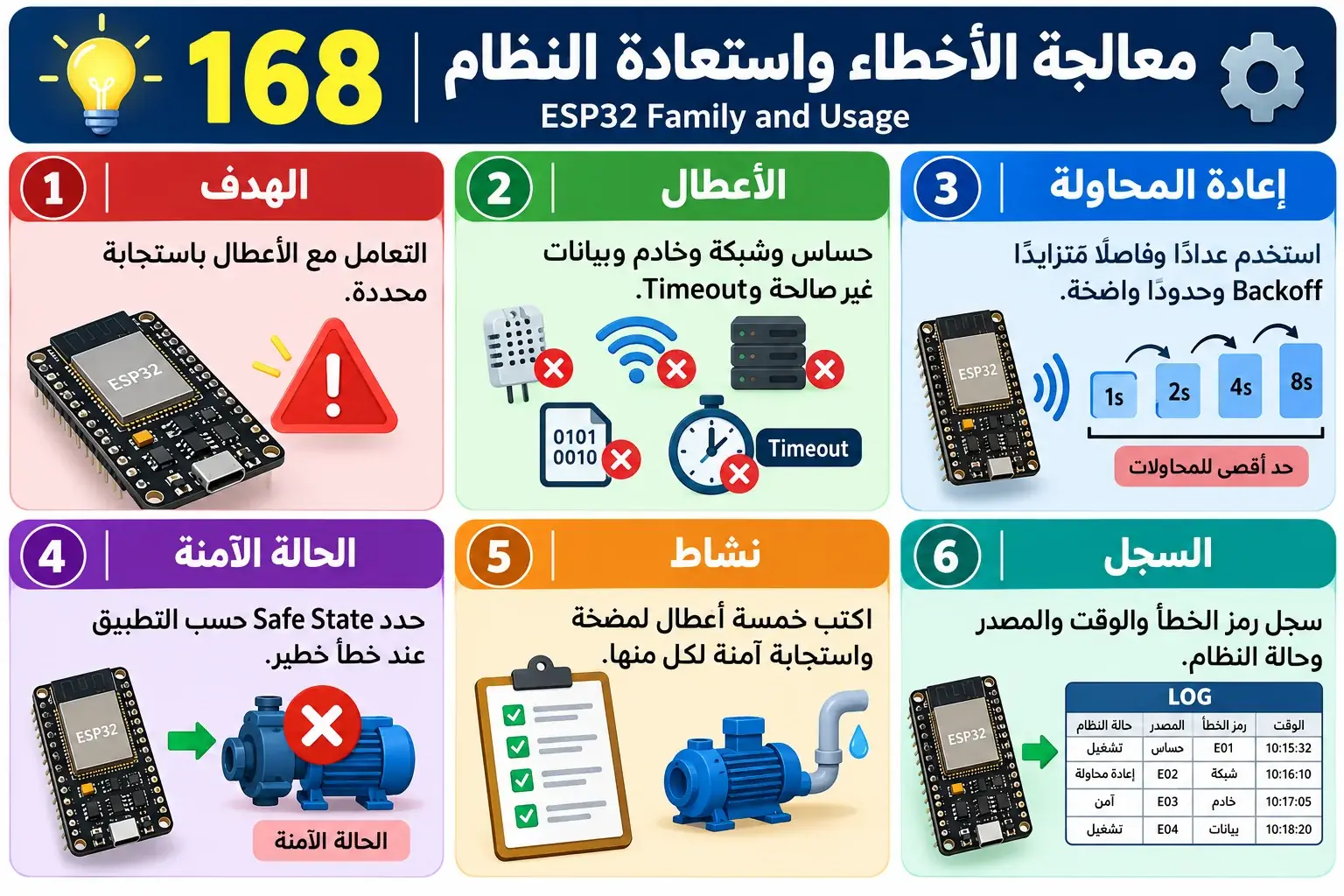 لوحة تعليمية للدرس 168 — ESP32