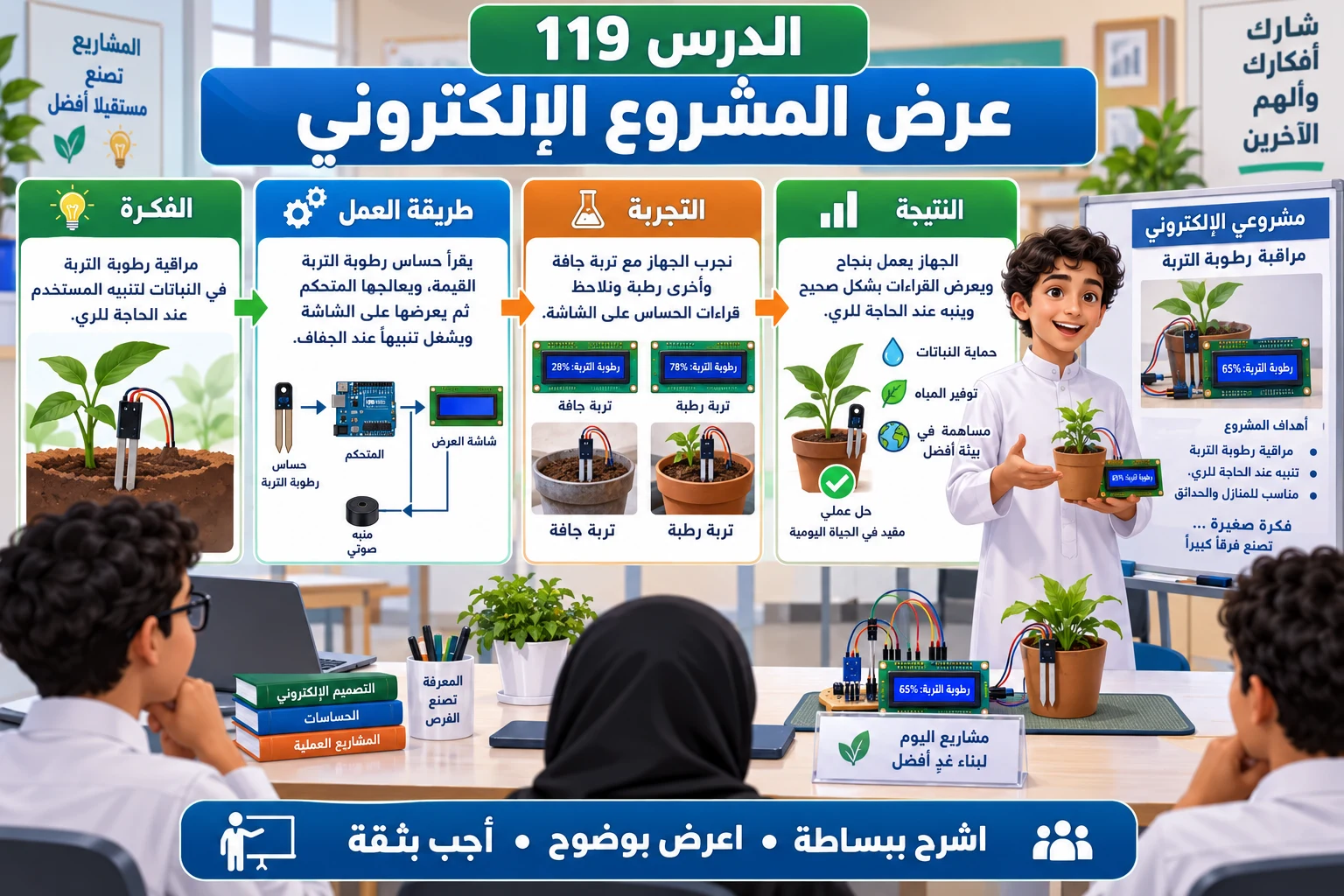 لوحة الدرس 119: عرض المشروع الإلكتروني