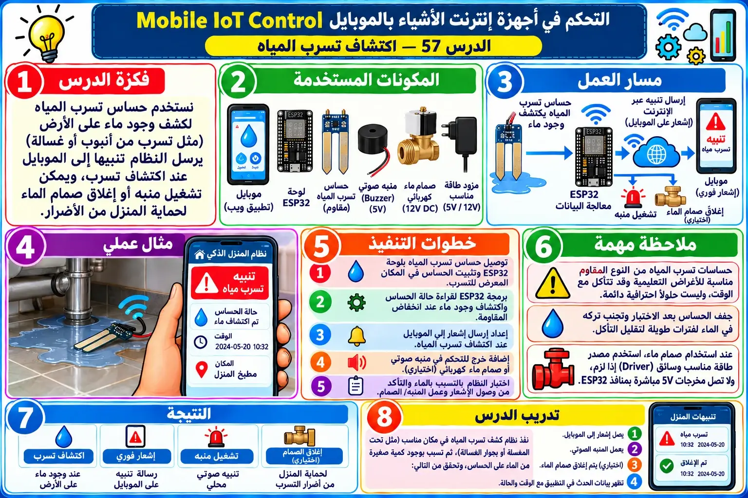 لوحة تعليمية للدرس 57 — Mobile IoT Control
