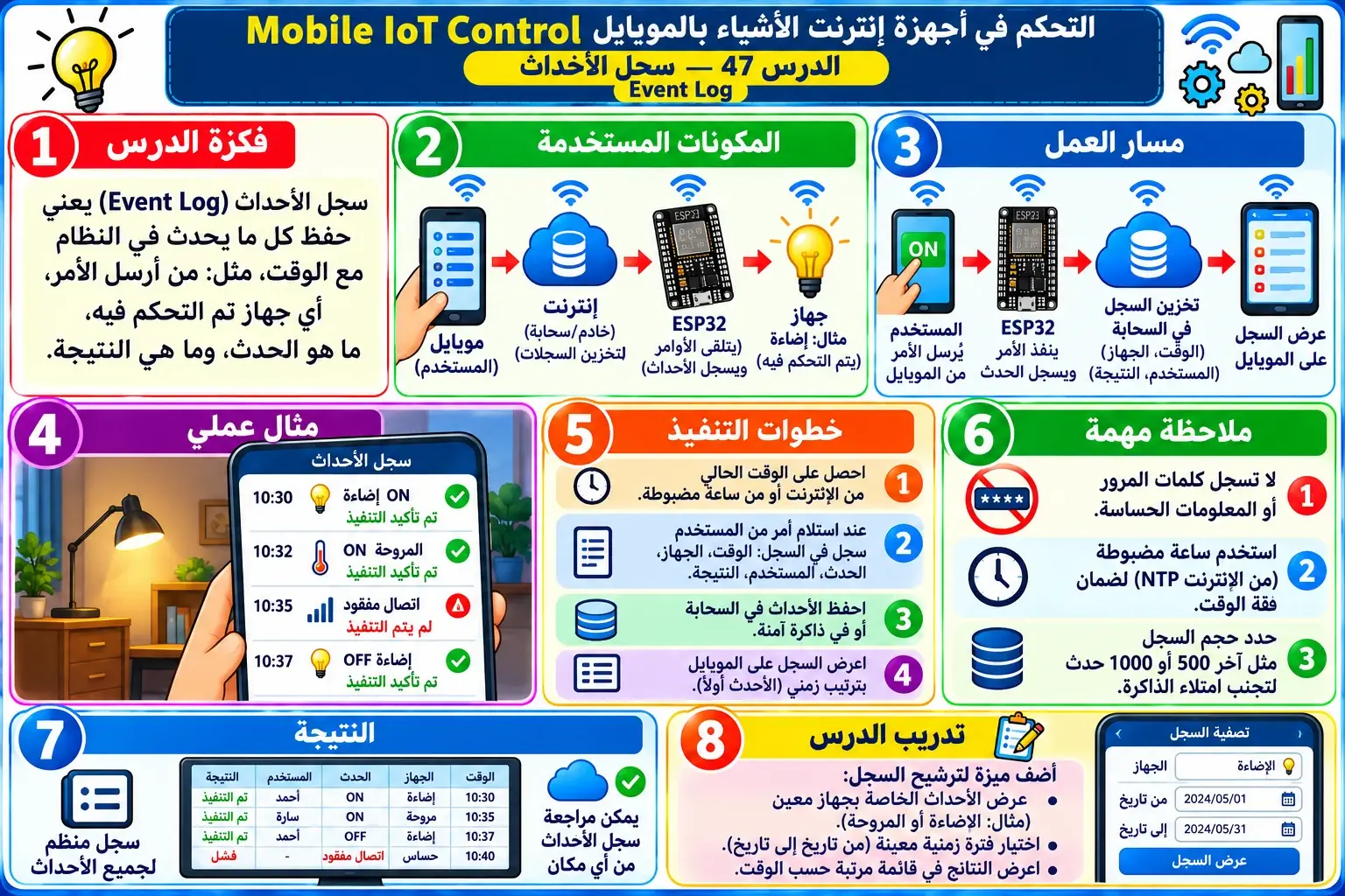 لوحة تعليمية للدرس 47 — Mobile IoT Control