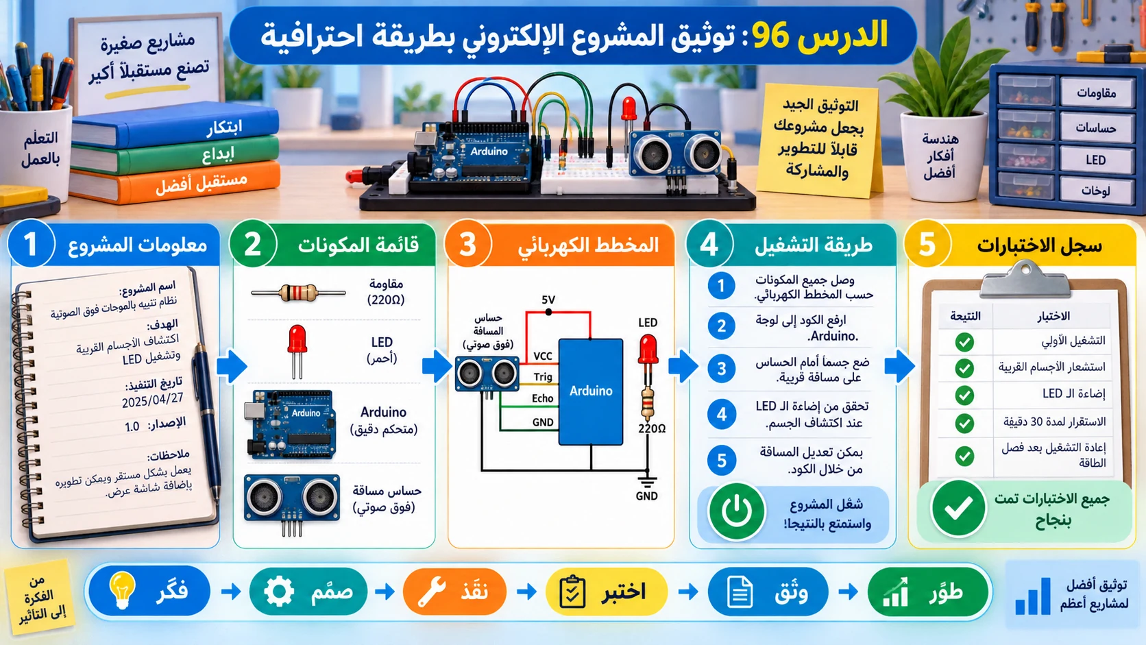لوحة الدرس 96: توثيق المشروع الإلكتروني بطريقة احترافية