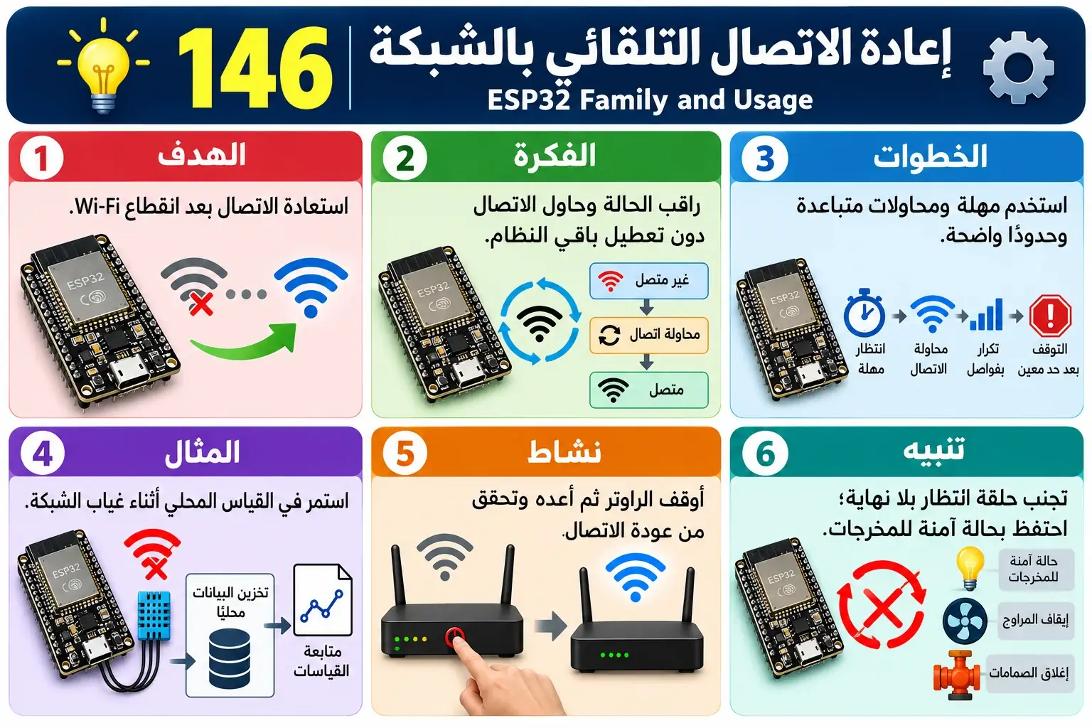 لوحة تعليمية للدرس 146 — ESP32